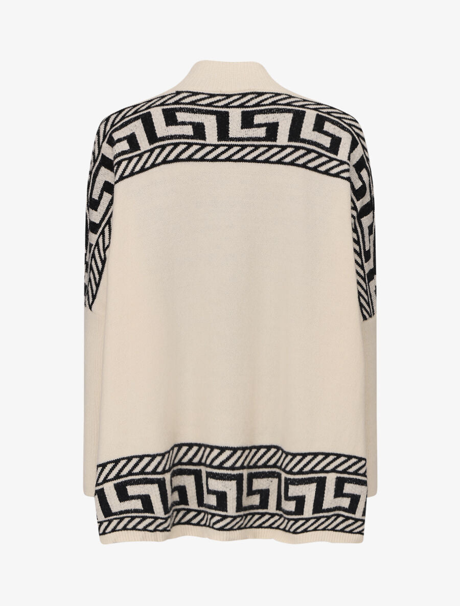 Pull oversize à motif grecque - Blanc - 3