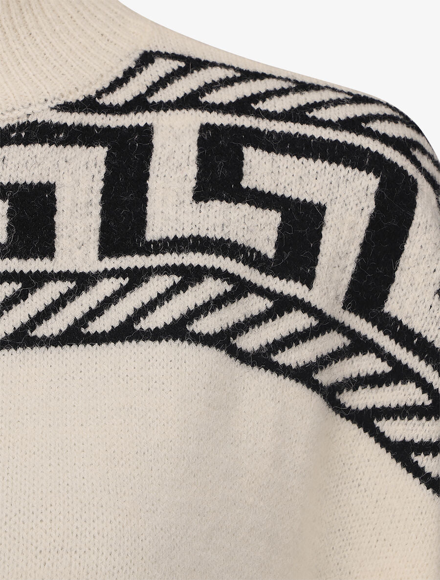 Pull oversize à motif grecque - Blanc - 4