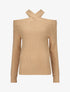Pull uni à épaule ajourée - Camel - 1