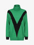 Pull col roulé à motif V - Noir/vert - 1