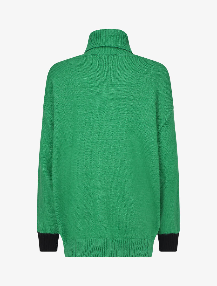 Pull col roulé à motif V - Noir/vert - 2
