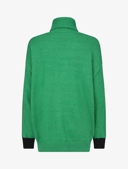 Pull col roulé à motif V - Noir/vert - 2