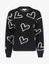 Pull droit à motif coeur - Noir - 5