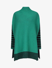 Pull carré oversize à bords rayés - Vert - 1