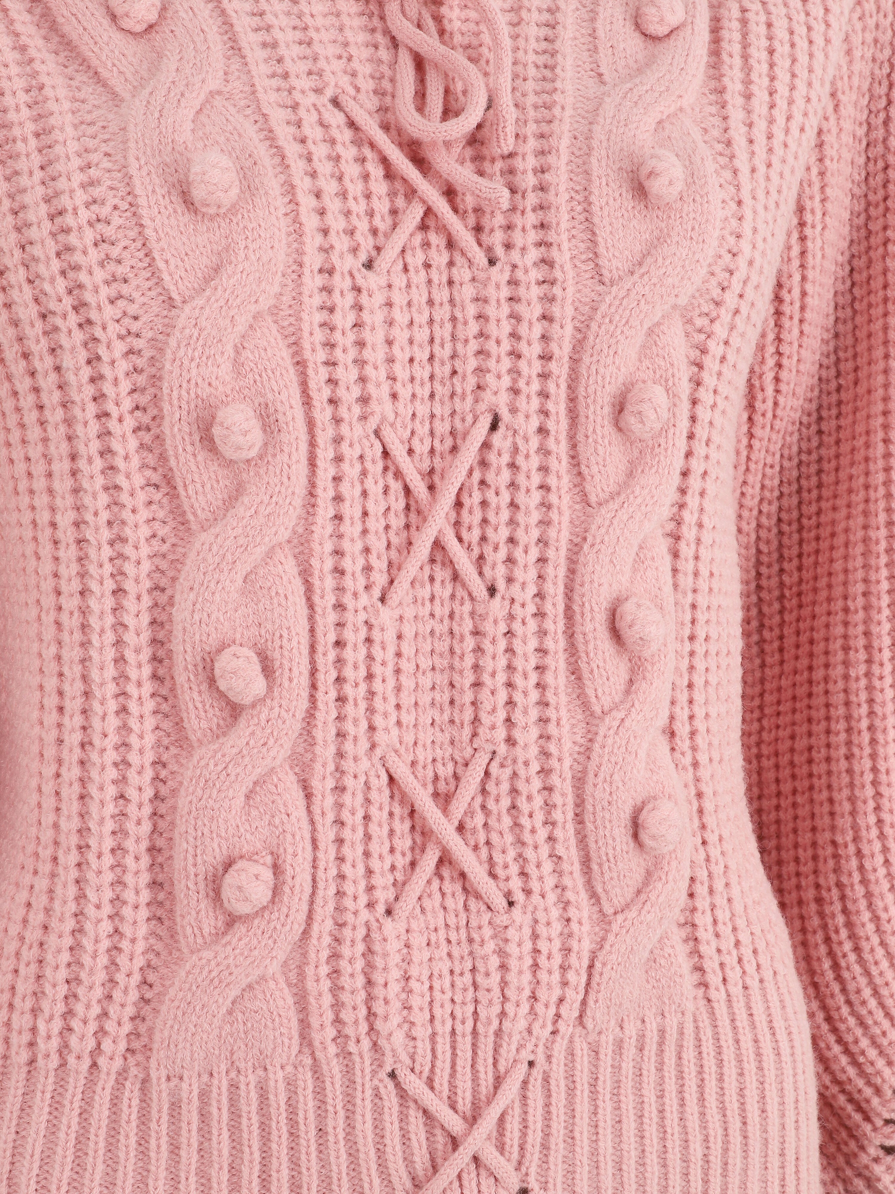 Pull corseté à manches bouffantes - Rose poudré - 3