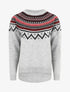Pull col rond à motif norvégien - Gris - 1