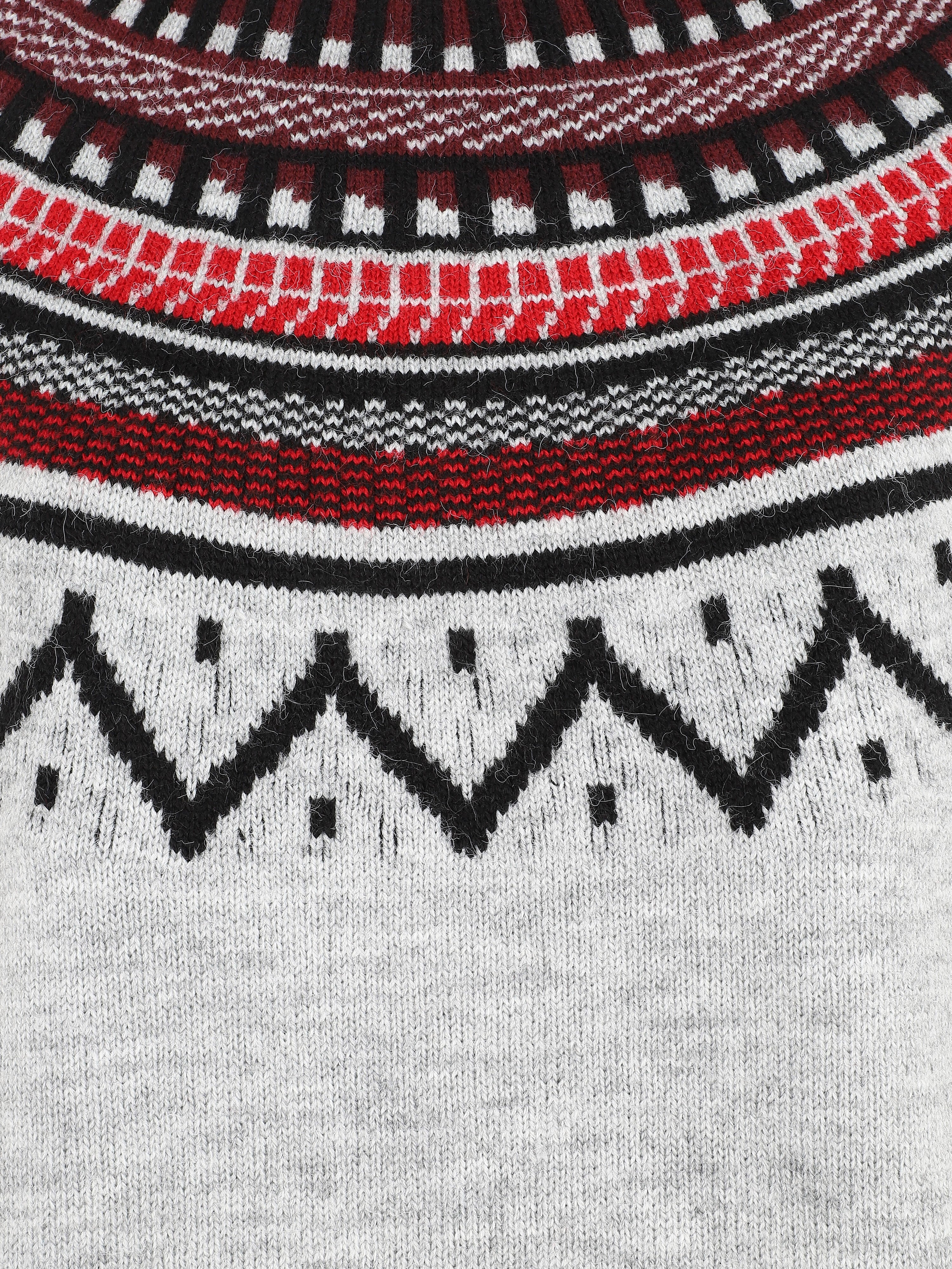 Pull col rond à motif norvégien - Gris - 3