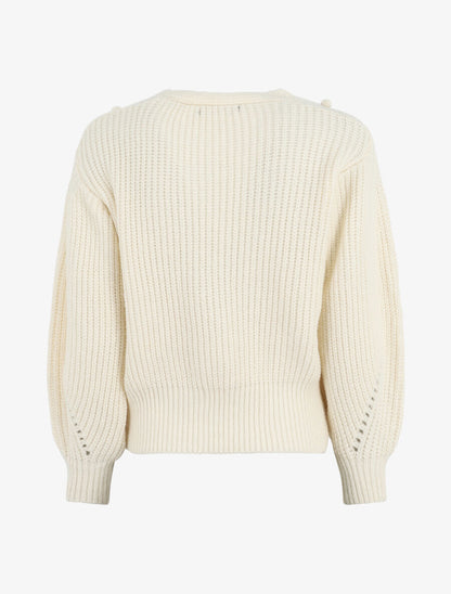 Pull corseté à manches bouffantes - Blanc - 2