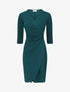 Robe unie drapée style portefeuille - Bleu canard - 5