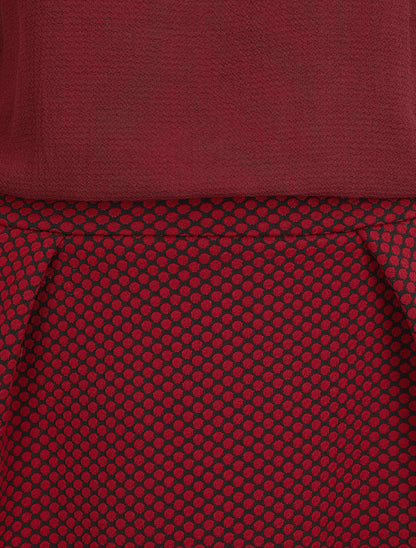 Robe droite imprimé graphique bi-matière - Bordeaux - 3