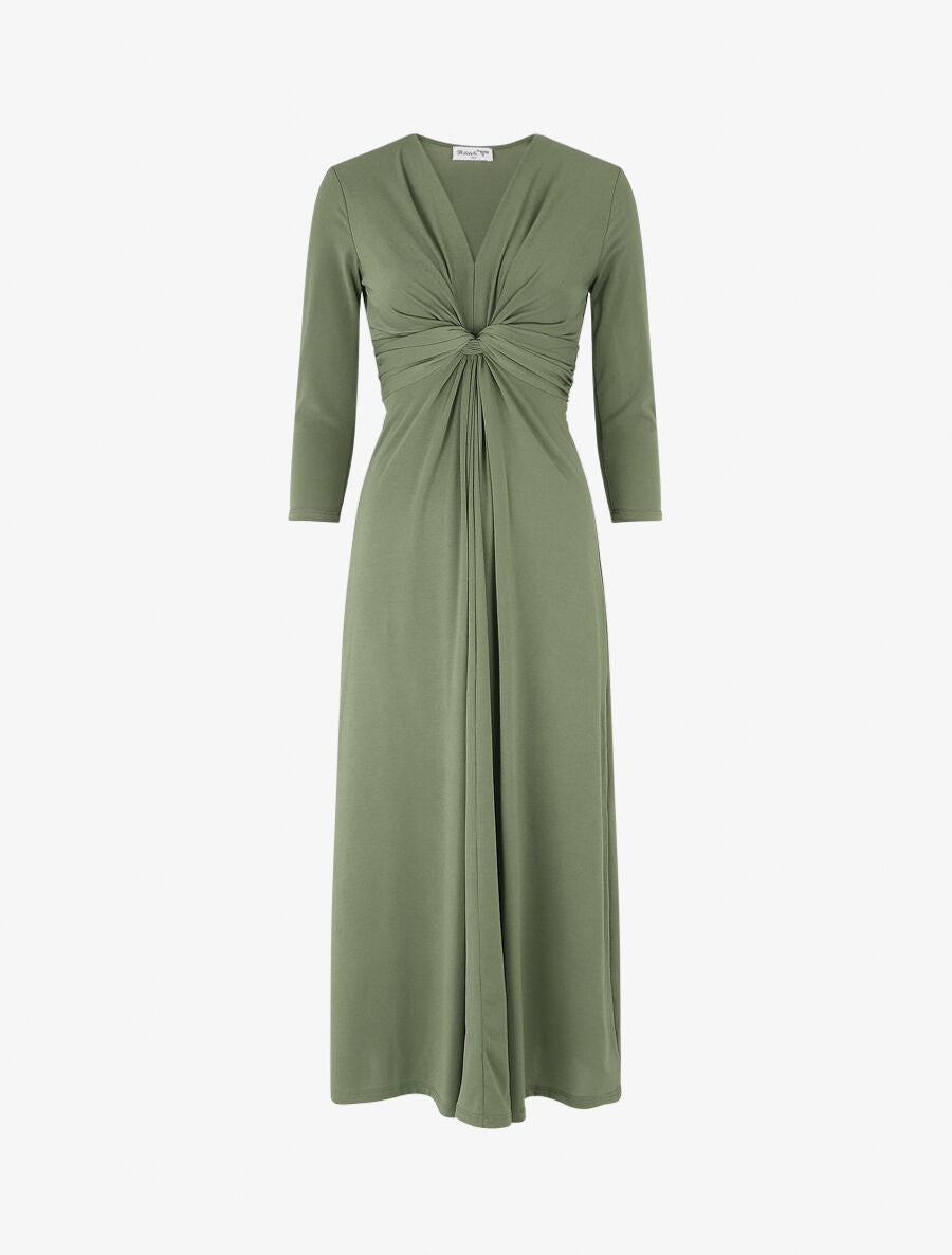 Robe longue fluide - Kaki - 1