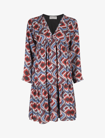 Robe empire oversize imprimé graphique - Noir/bleu - 1