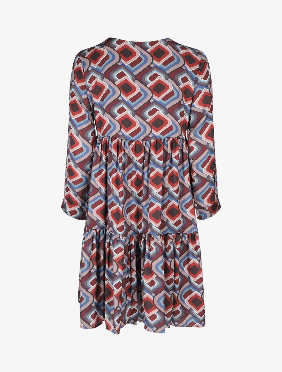 Robe empire oversize imprimé graphique - Noir/bleu - 2