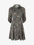 Robe florale satinée et évasée - Vert - 1