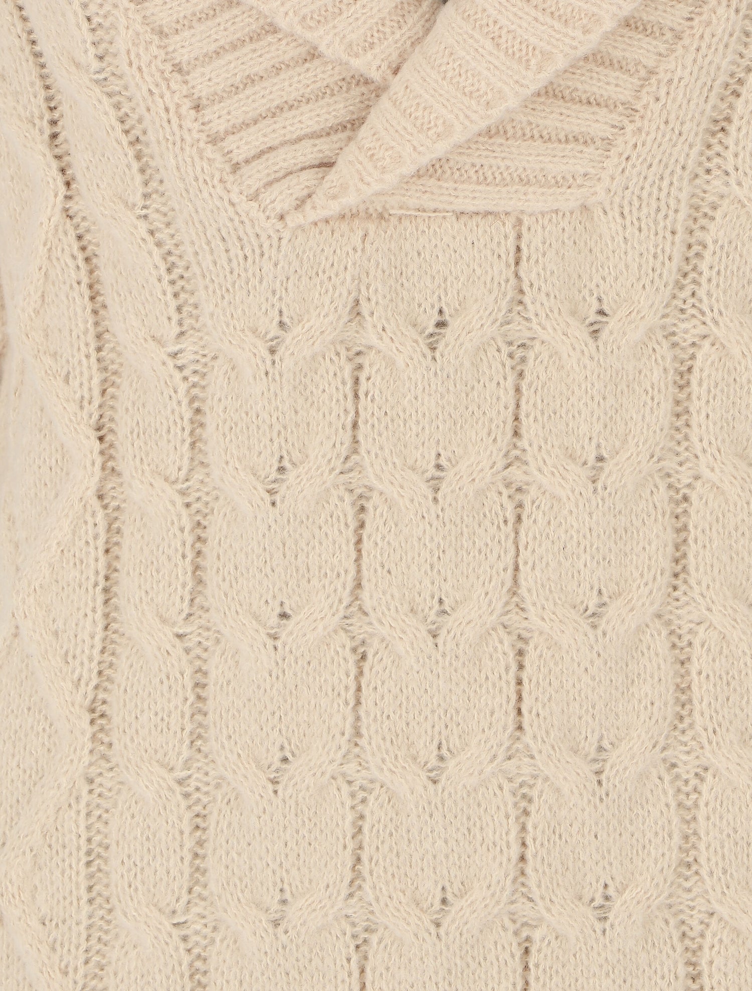 Robe pull courte à col châle - Beige - 3