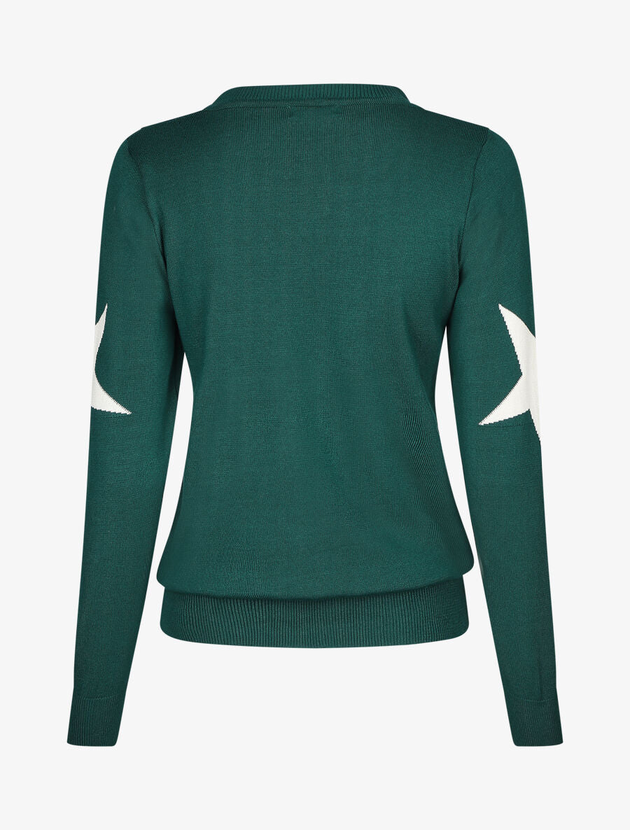 Pull droit à motif étoiles - Vert - 2