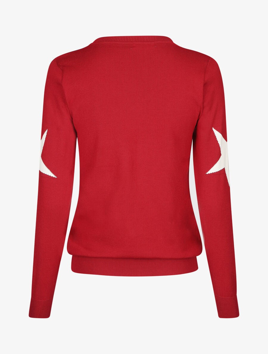 Pull droit à motif étoiles - Rouge - 2