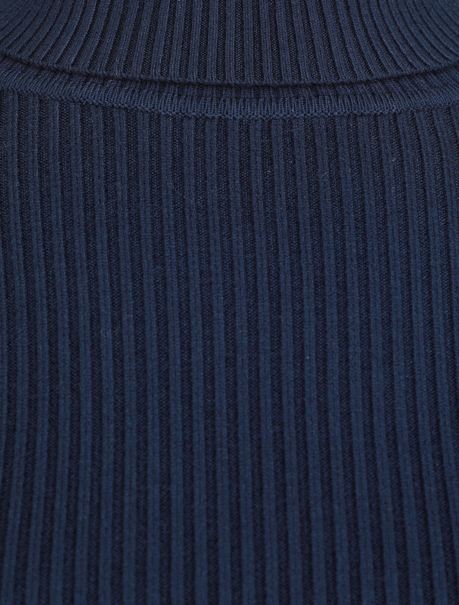 Pull ajusté côtelé à col roulé - Marine - 3