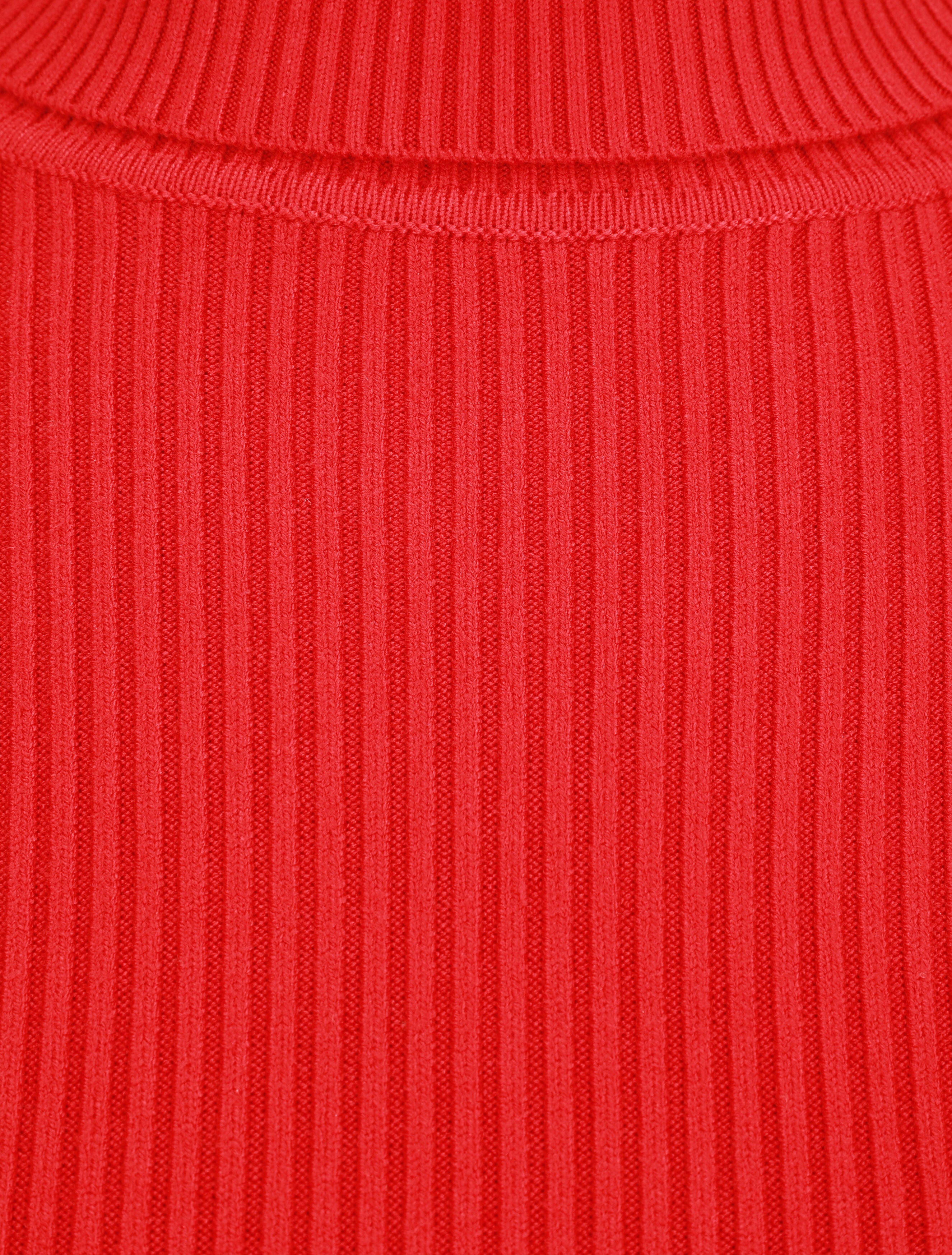 Pull ajusté côtelé à col roulé - Rouge - 3
