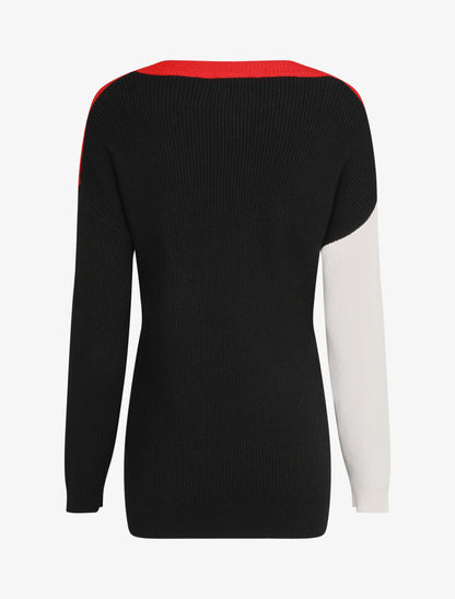 Pull oversize à motif graphique - Rouge/noir - 2