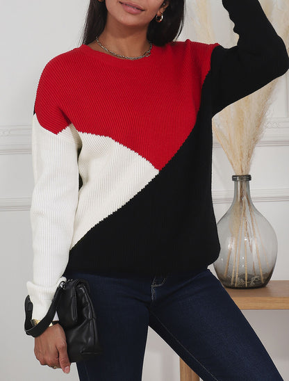 Pull oversize à motif graphique - Rouge/noir - 4