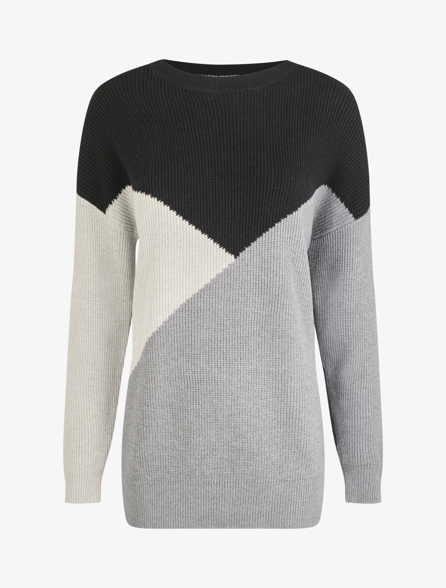 Pull oversize à motif graphique - Noir/gris - 1