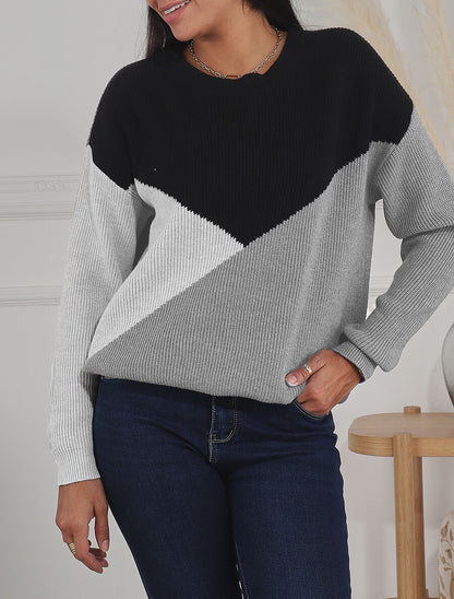 Pull oversize à motif graphique - Noir/gris - 4