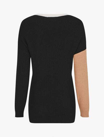 Pull oversize à motif graphique - Blanc/noir - 2