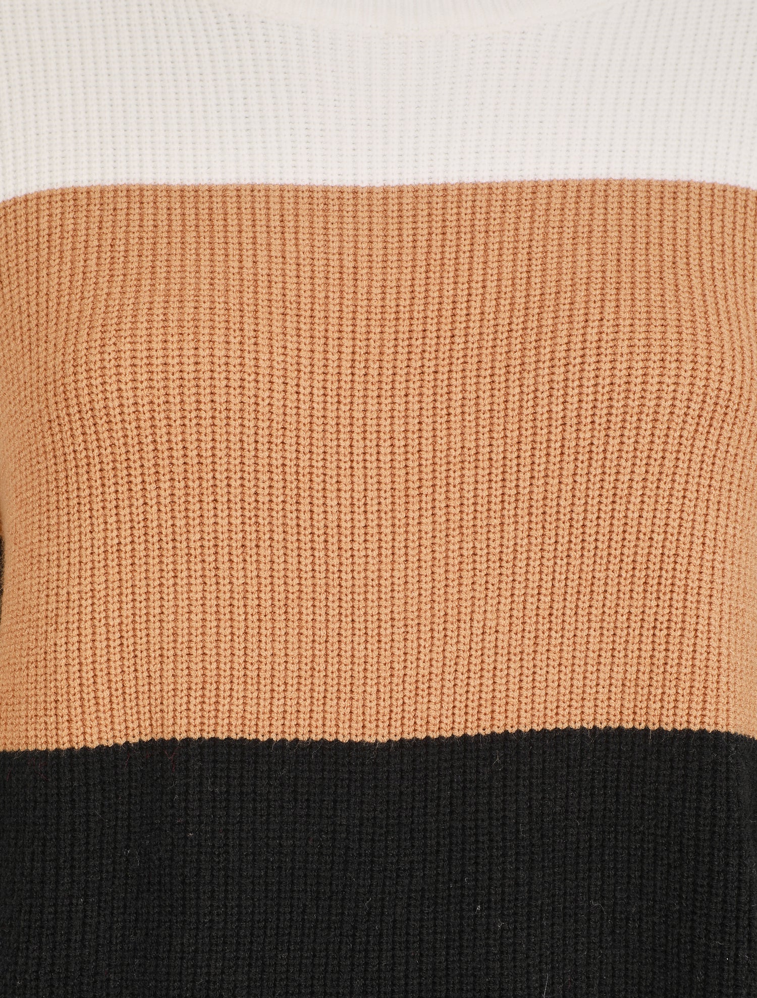 Pull oversize grandes rayures - Camel/noir - 3
