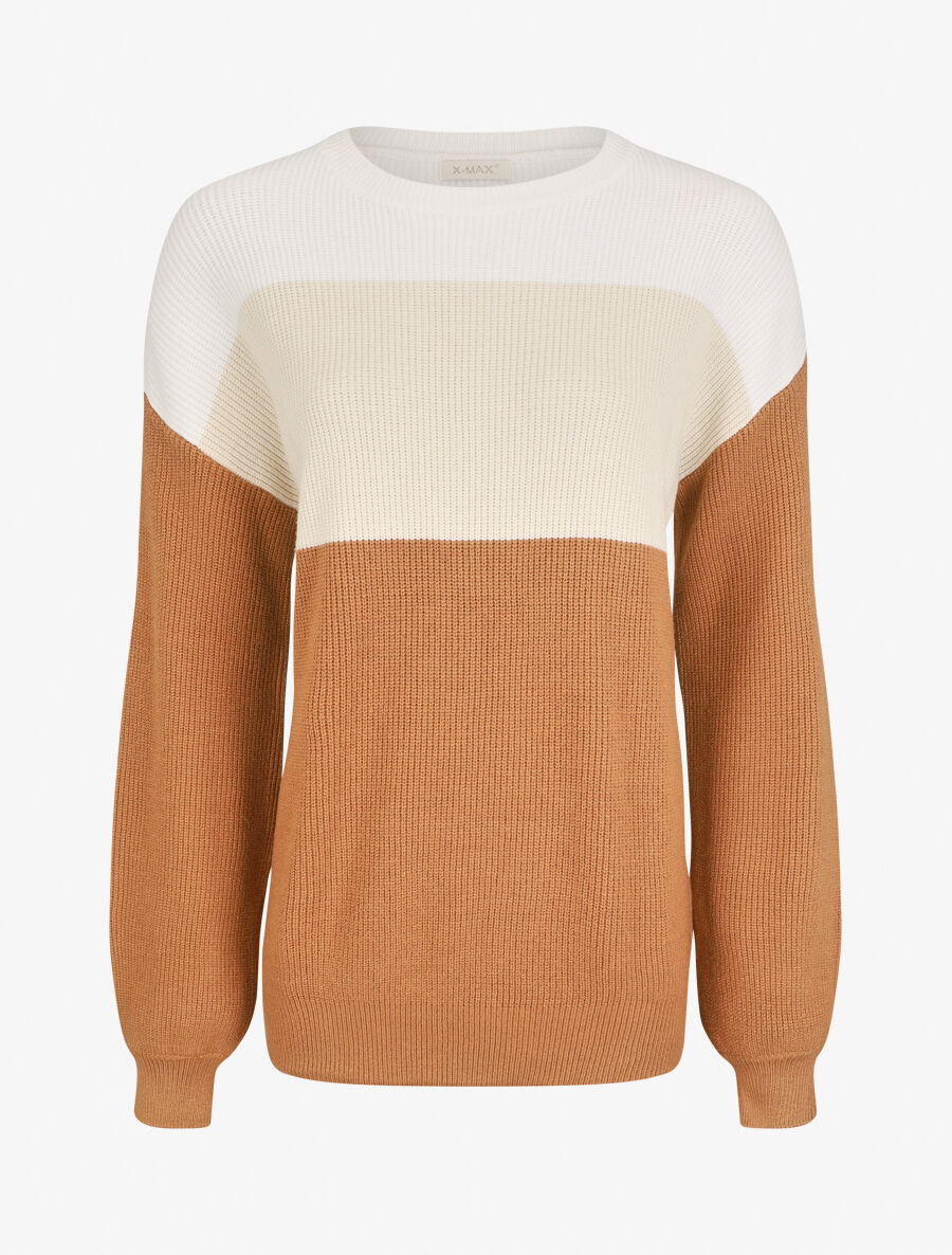 Pull oversize grandes rayures - Beige/camel - 1