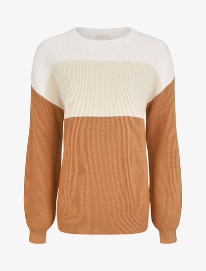 Pull oversize grandes rayures - Beige/camel - 1