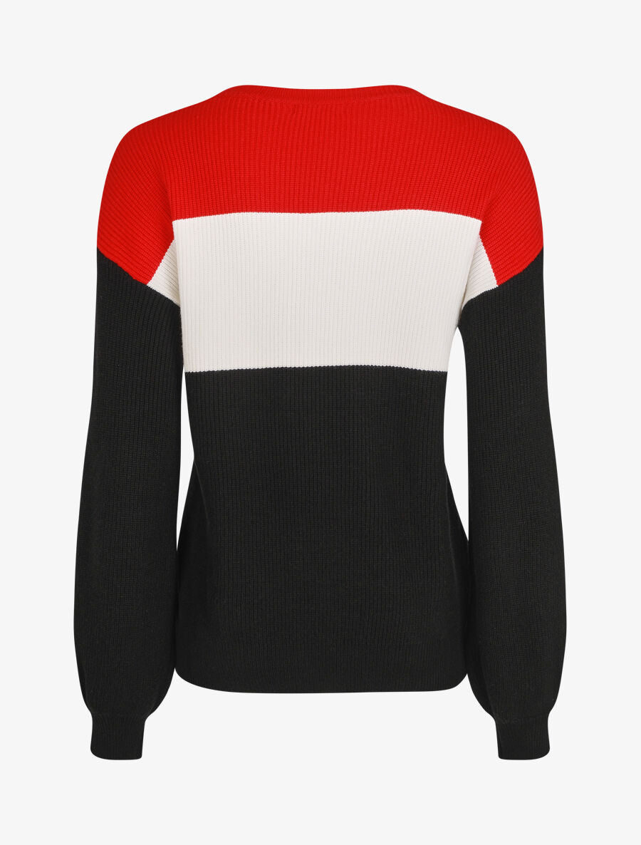 Pull oversize grandes rayures - Rouge/noir - 2