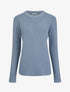 Pull droit côtelé en laine mélangée - Bleu gris - 1