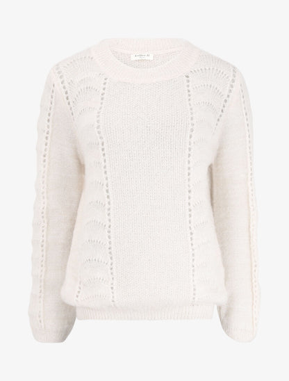 Pull en maille duveteuse ajourée et irisée - Blanc - 2