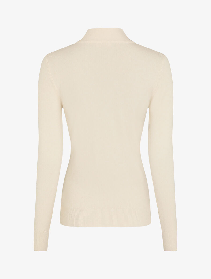 Pull fin en laine mélangée à col montant - Beige - 2