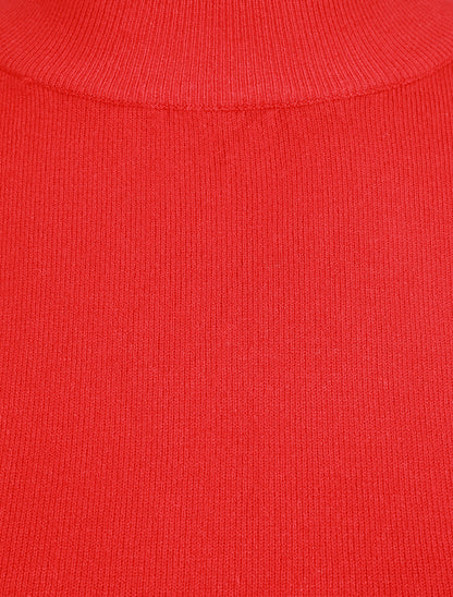 Pull fin en laine mélangée à col montant - Rouge - 3