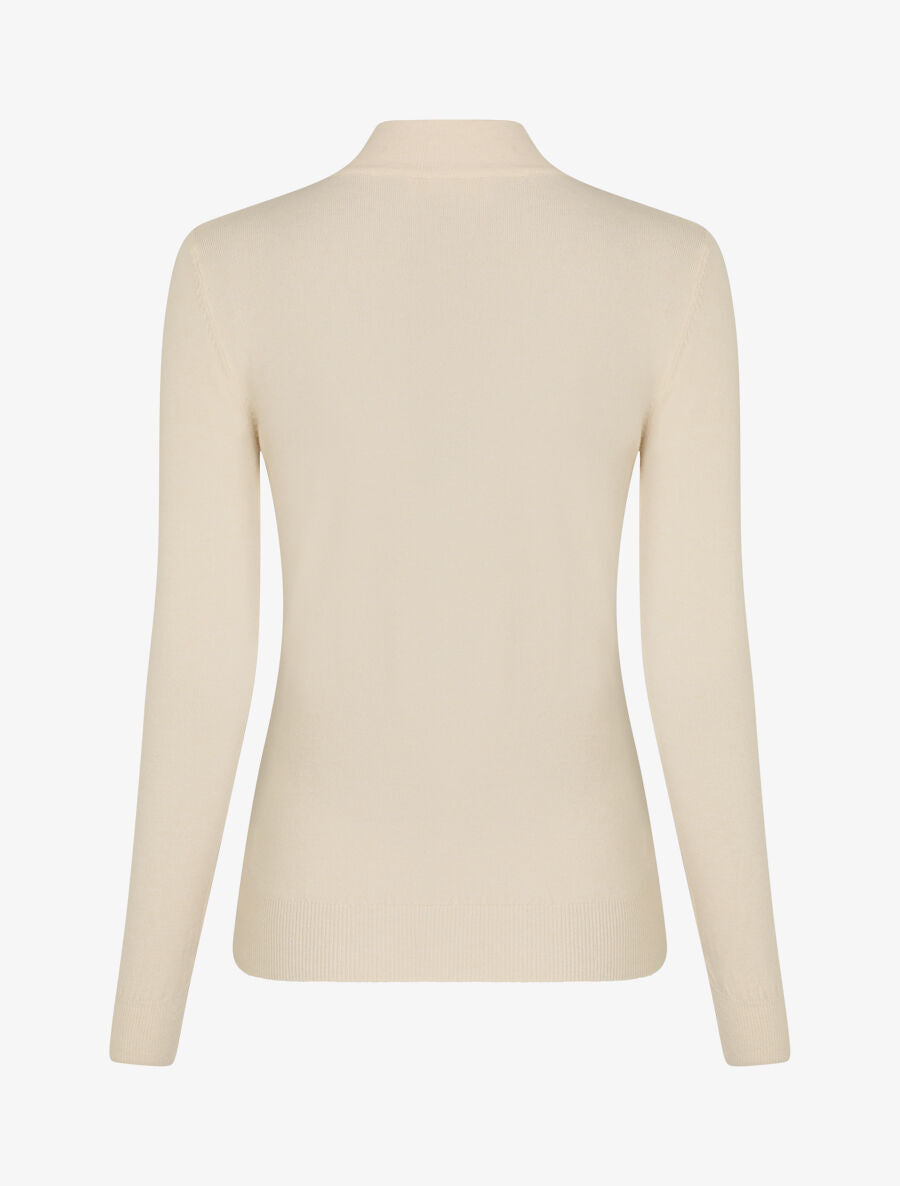 Pull fin en cachemire mélangée à col montant - Beige - 2