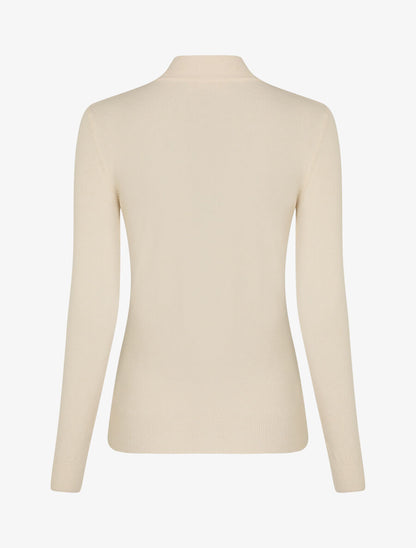 Pull fin en cachemire mélangée à col montant - Beige - 2