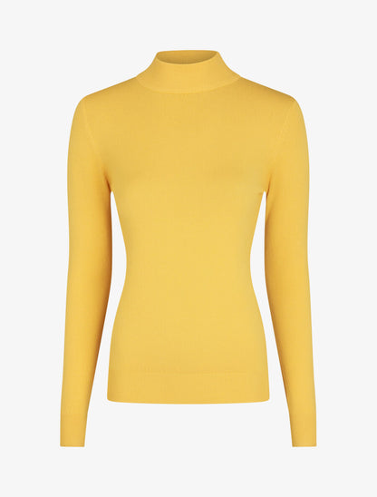 Pull fin en cachemire mélangée à col montant - Jaune - 1