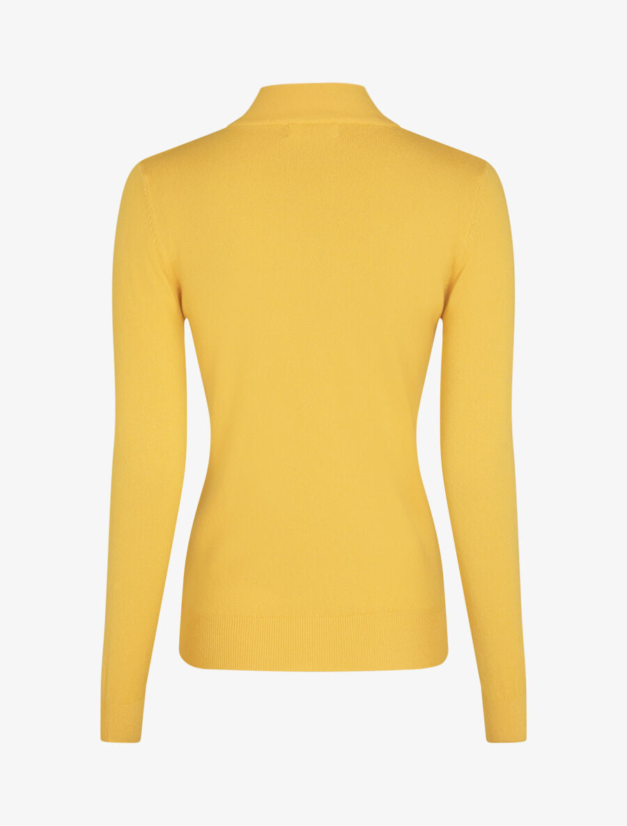 Pull fin en cachemire mélangée à col montant - Jaune - 2