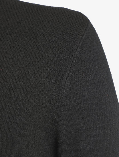 Pull fin en laine mélangée à col roulé - Noir - 3