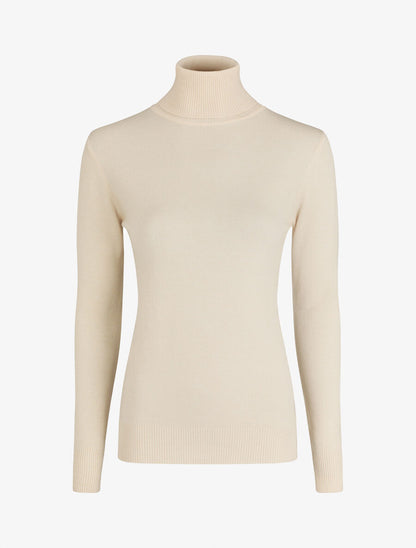 Pull fin en cachemire mélangée à col roulé - Beige - 4