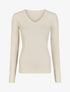 Pull fin en laine mélangée à col V - Beige - 1