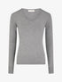 Pull fin en laine mélangée à col V - Gris - 5