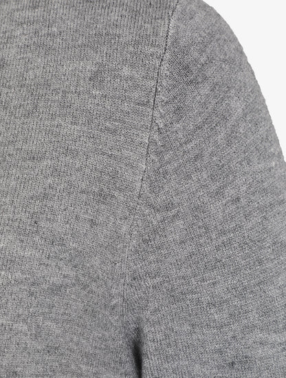 Pull fin en laine mélangée à col V - Gris - 3