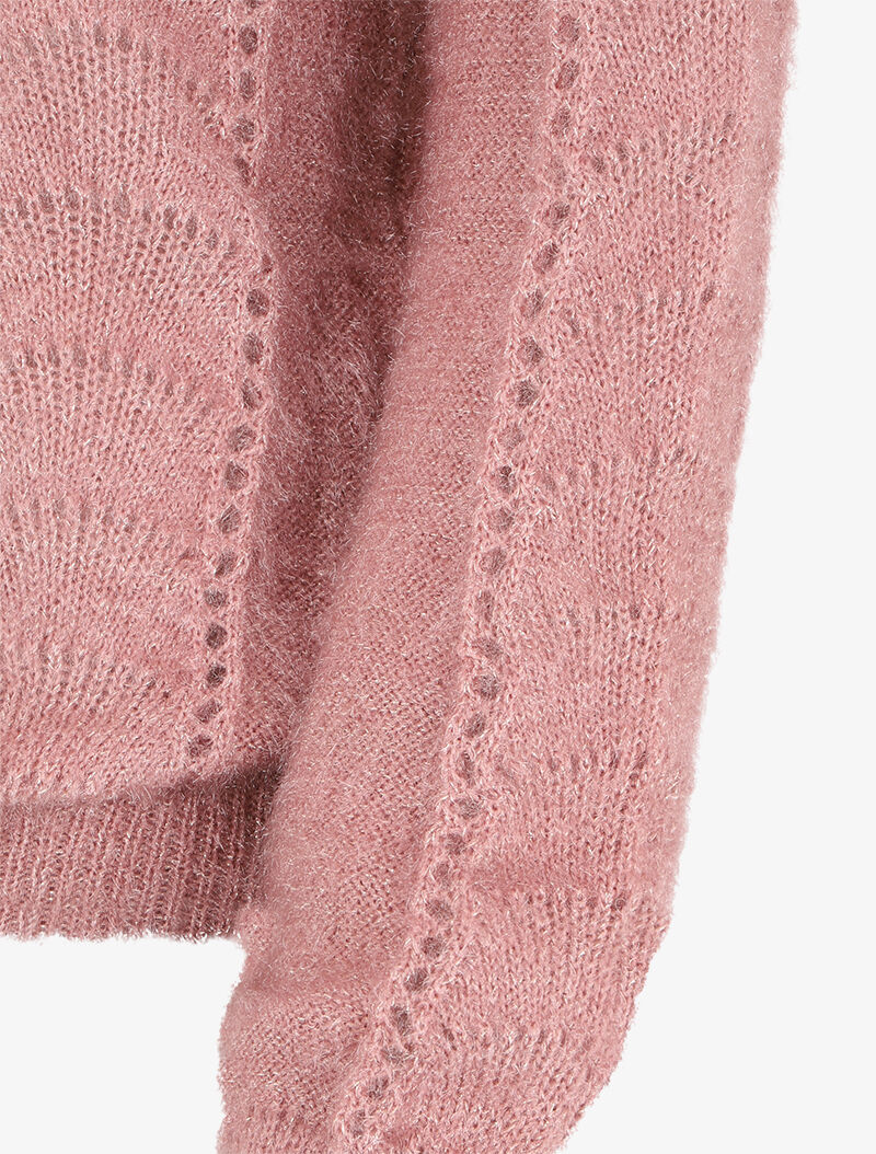 Pull en maille duveteuse ajourée et irisée - Vieux rose - 4