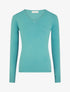Pull fin en cachemire mélangée à col V - Vert d&