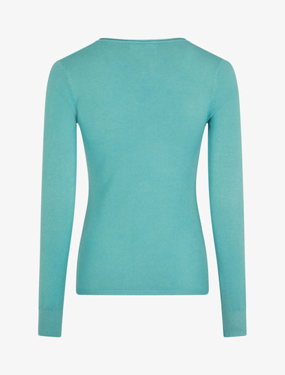 Pull fin en cachemire mélangée à col V - Vert d&