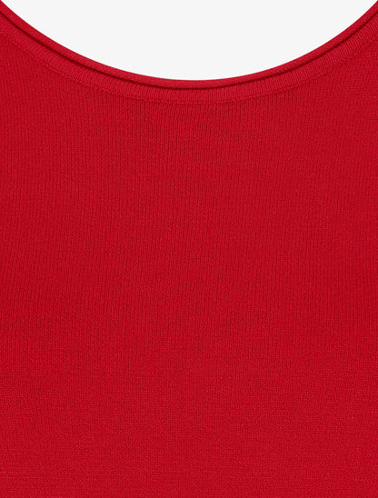 Pull fin en laine mélangée à col rond - Rouge - 3