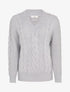Pull en maille duveteuse tressée - Gris clair - 1